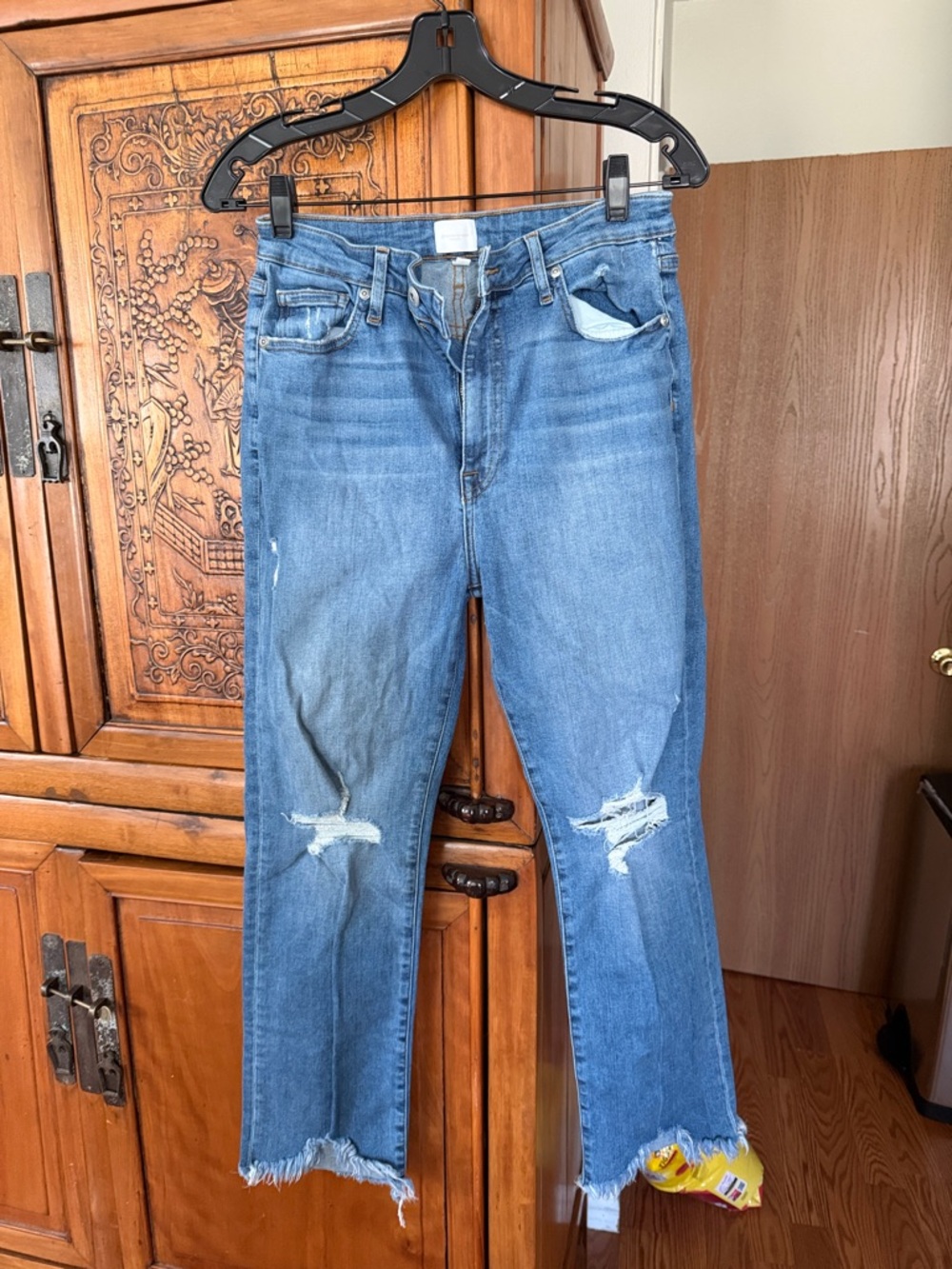 Jonathan Simkhai Light Blue Distressed Straight-Leg Jeans